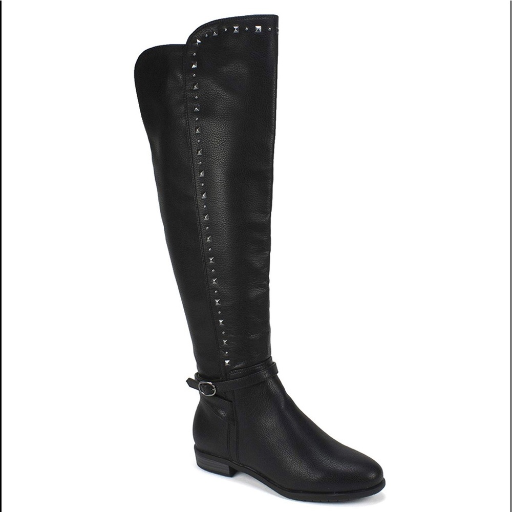 Rialto Womens Ferrell Leather Almond Toe Knee High Fashion Boots